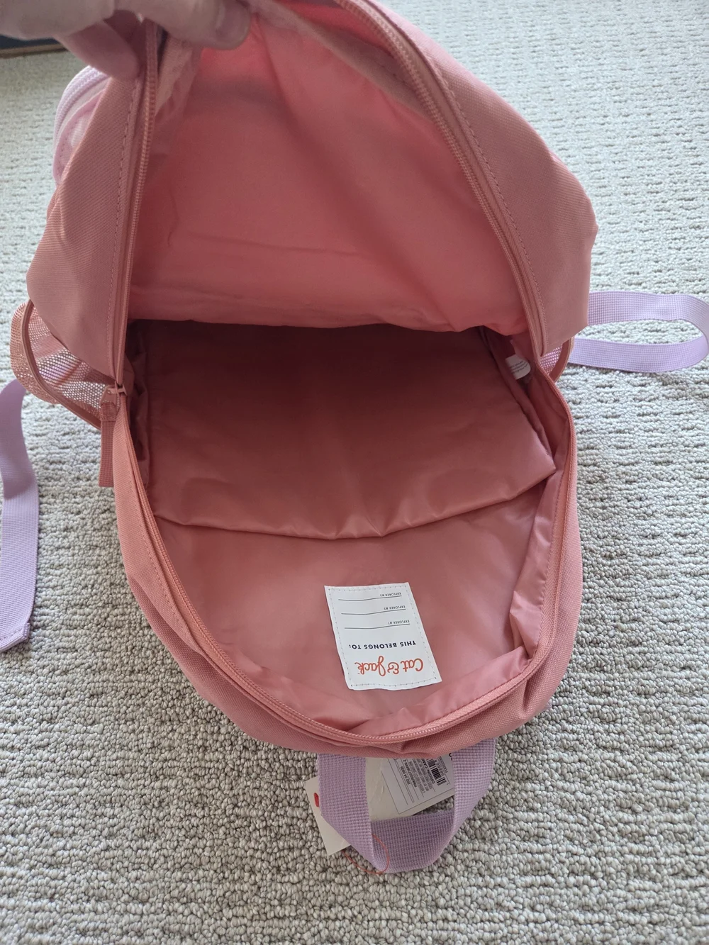 Kids Pink Two-Tone Backpack with Front Pockets